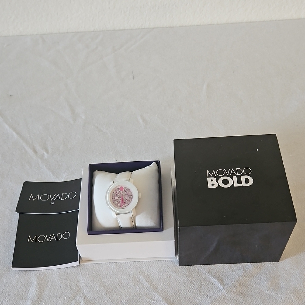 Movado Bold Smartwatch with Pink Face and Silver Strap